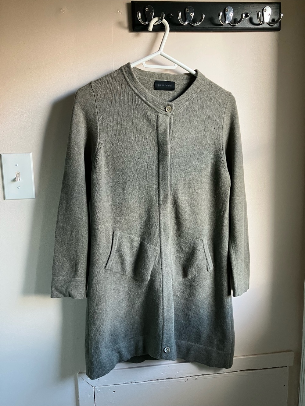 Ça va de soi - Long Knit Coatigan in Heather Olive